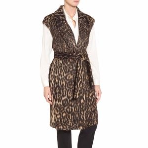 Kobi Halperin' Leopard Print Faux Fur Long Vest